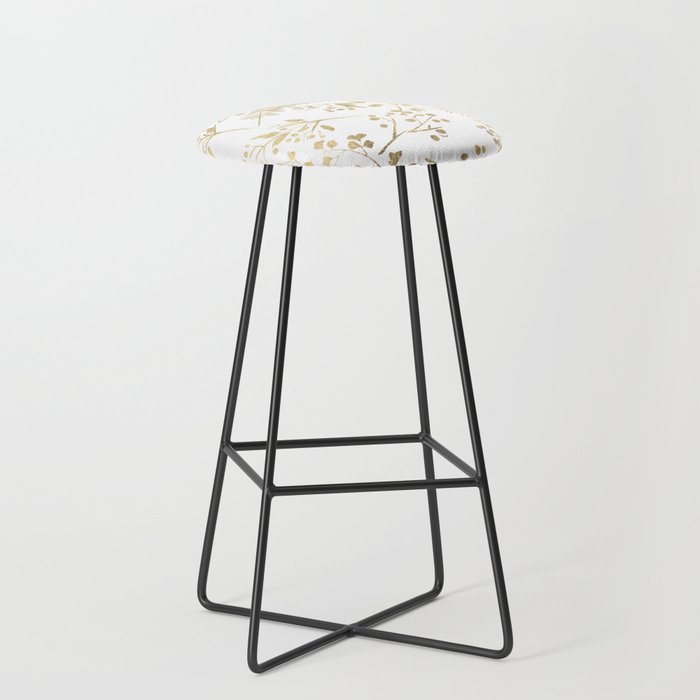 Elegant modern white faux gold floral Stool Gallery Image 1