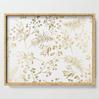 Elegant modern white faux gold floral Serving Tray Gallery Image 1