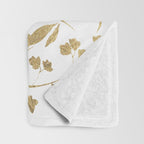 Elegant modern white faux gold floral Throw Blanket Gallery Image 3