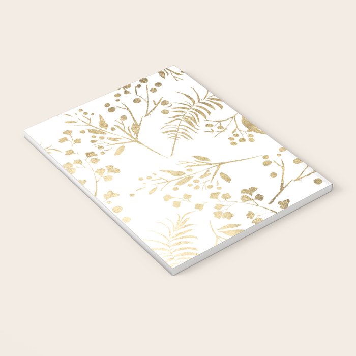 Elegant modern white faux gold floral Notebook Gallery Image 3