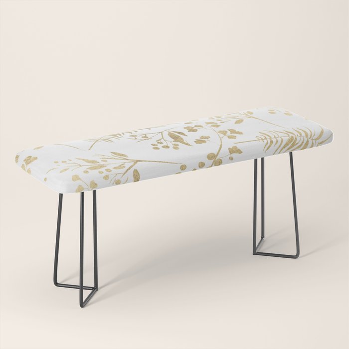 Elegant modern white faux gold floral Bench Gallery Image 1