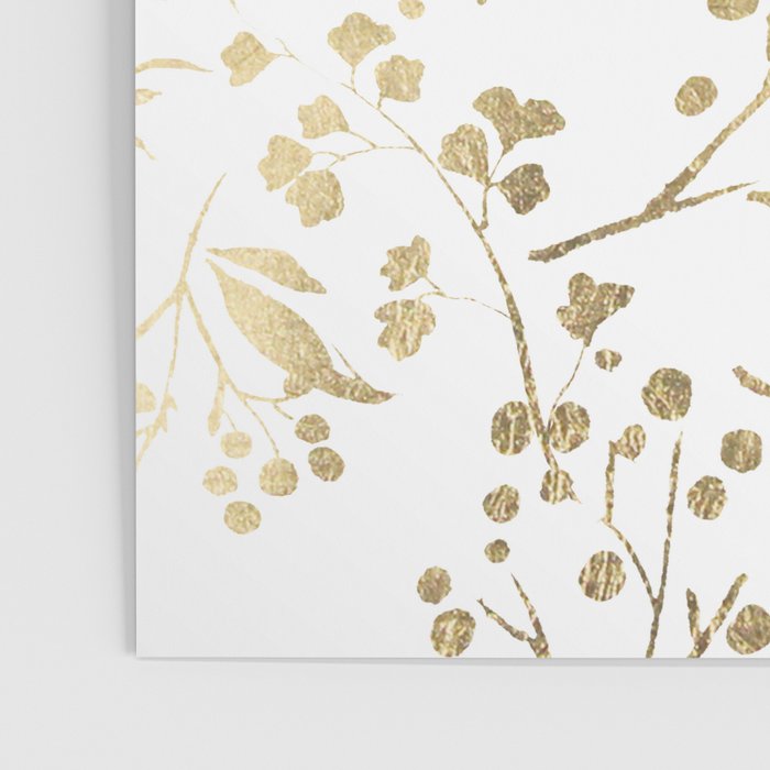 Elegant modern white faux gold floral Poster Gallery Image 3