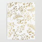 Elegant modern white faux gold floral Poster Gallery Image 4