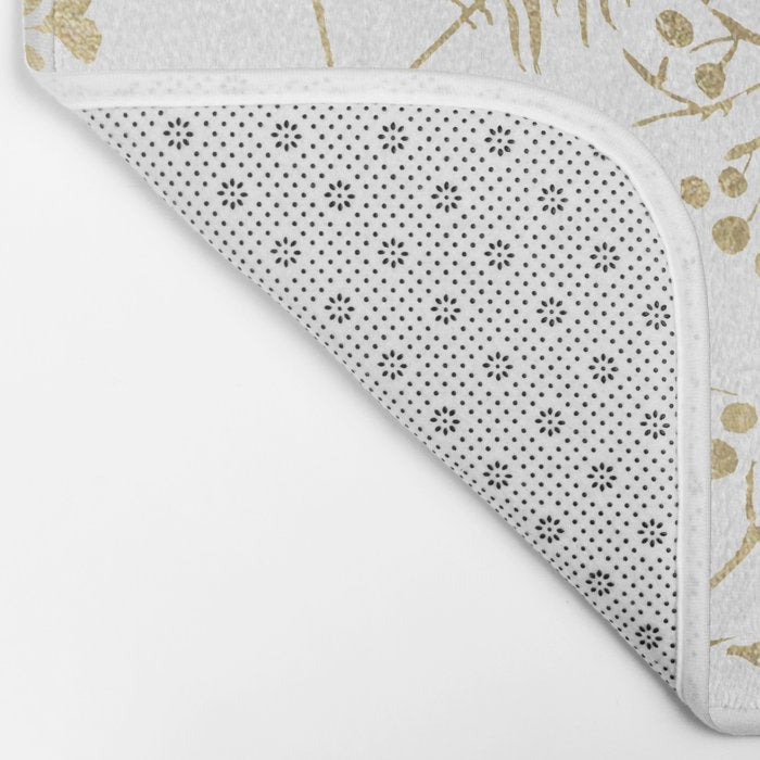 Elegant modern white faux gold floral Bath Mat Gallery Image 2