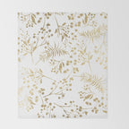 Elegant modern white faux gold floral Throw Blanket Gallery Image 2