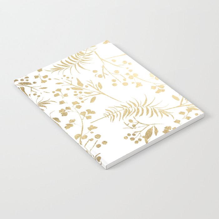 Elegant modern white faux gold floral Notebook Gallery Image 1