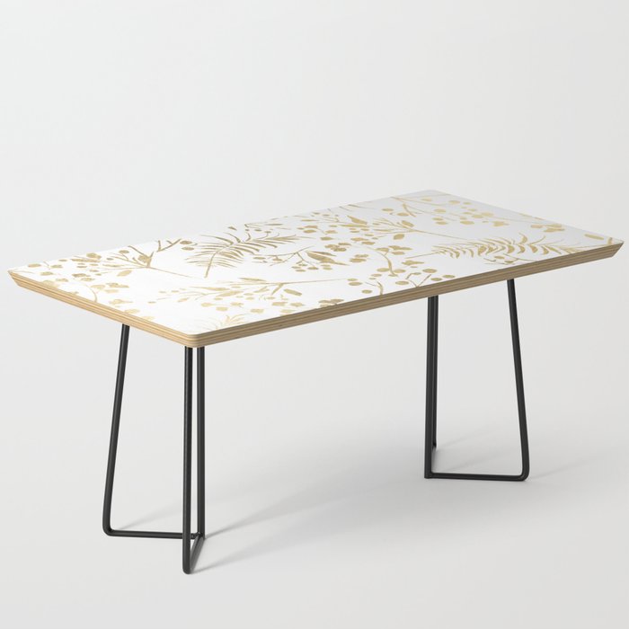 Elegant modern white faux gold floral Coffee Table Gallery Image 1
