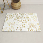 Elegant modern white faux gold floral Rug Gallery Image 1