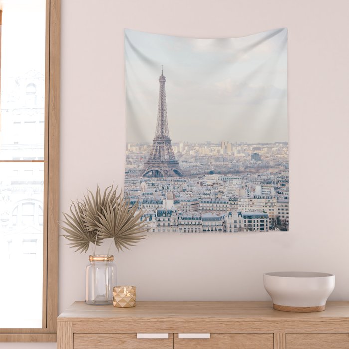Paris Skyline, Eiffel Tower View, Travel Photography Wall Tapestry Gallery Image 2
