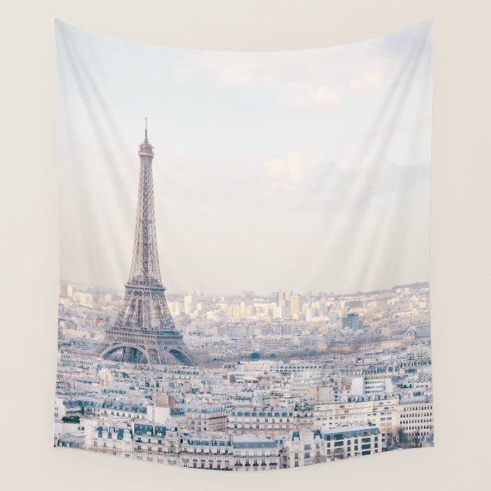 Paris Skyline, Eiffel Tower View, Travel Photography Wall Tapestry Gallery Image 1