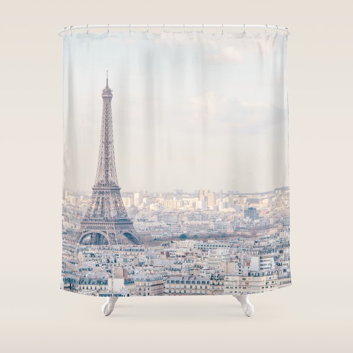 Paris Skyline, Eiffel Tower View, Travel Photography Shower Curtain Gallery Image 1