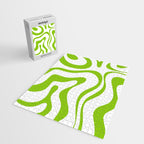 Retro Modern Liquid Swirl Abstract Pattern Bright Lime Green and White Jigsaw Puzzle Gallery Image 2