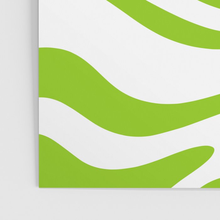 Retro Modern Liquid Swirl Abstract Pattern Bright Lime Green and White Poster Gallery Image 3