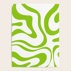 Retro Modern Liquid Swirl Abstract Pattern Bright Lime Green and White Poster Gallery Image 4