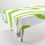 Retro Modern Liquid Swirl Abstract Pattern Bright Lime Green and White Tablecloth Gallery Image 1
