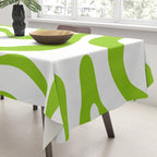 Retro Modern Liquid Swirl Abstract Pattern Bright Lime Green and White Tablecloth Gallery Image 3