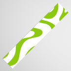 Retro Modern Liquid Swirl Abstract Pattern Bright Lime Green and White Table Runner Gallery Image 3