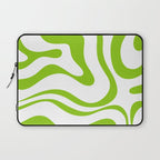 Retro Modern Liquid Swirl Abstract Pattern Bright Lime Green and White Laptop Sleeve Gallery Image 1