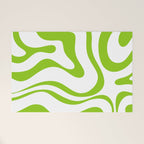 Retro Modern Liquid Swirl Abstract Pattern Bright Lime Green and White Welcome Mat Gallery Image 1
