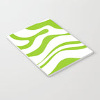 Retro Modern Liquid Swirl Abstract Pattern Bright Lime Green and White Notebook Gallery Image 3