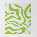 Retro Modern Liquid Swirl Abstract Pattern Bright Lime Green and White Throw Blanket Gallery Image 2