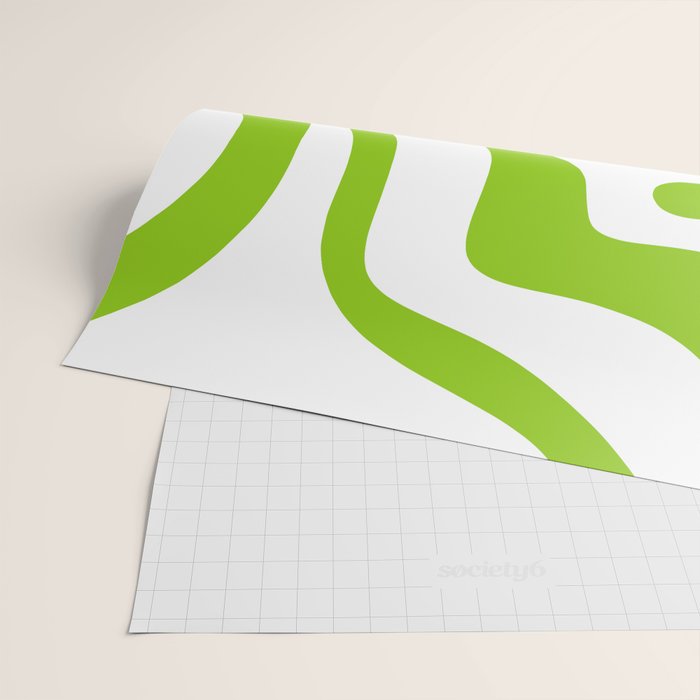 Retro Modern Liquid Swirl Abstract Pattern Bright Lime Green and White Wrapping Paper Gallery Image 2