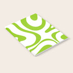 Retro Modern Liquid Swirl Abstract Pattern Bright Lime Green and White Notebook Gallery Image 2