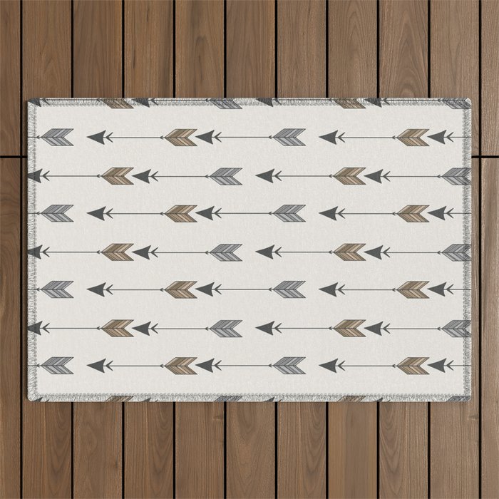 Vertical Arrow Patterns - Cream and Neutral Earth Tones Outdoor Rug Gallery Image 1