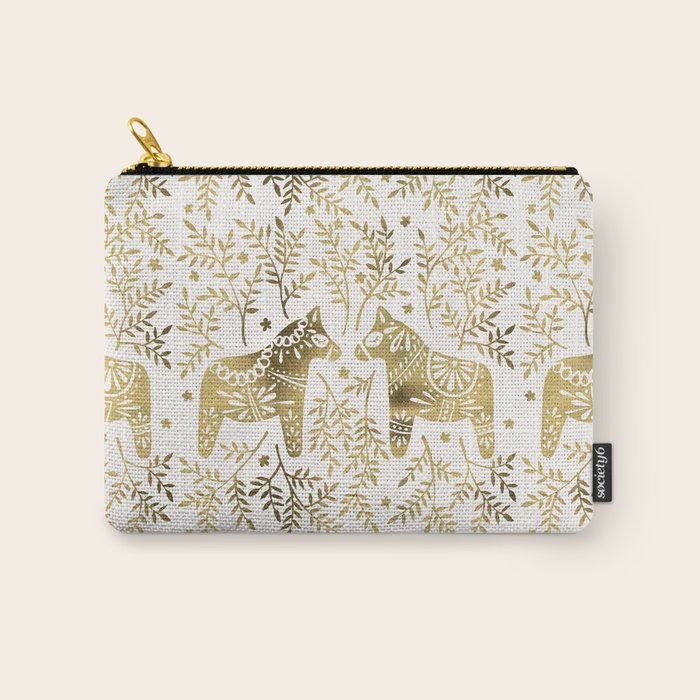 Swedish Dala Horses - Gold Palette Carry All Pouch Gallery Image 1