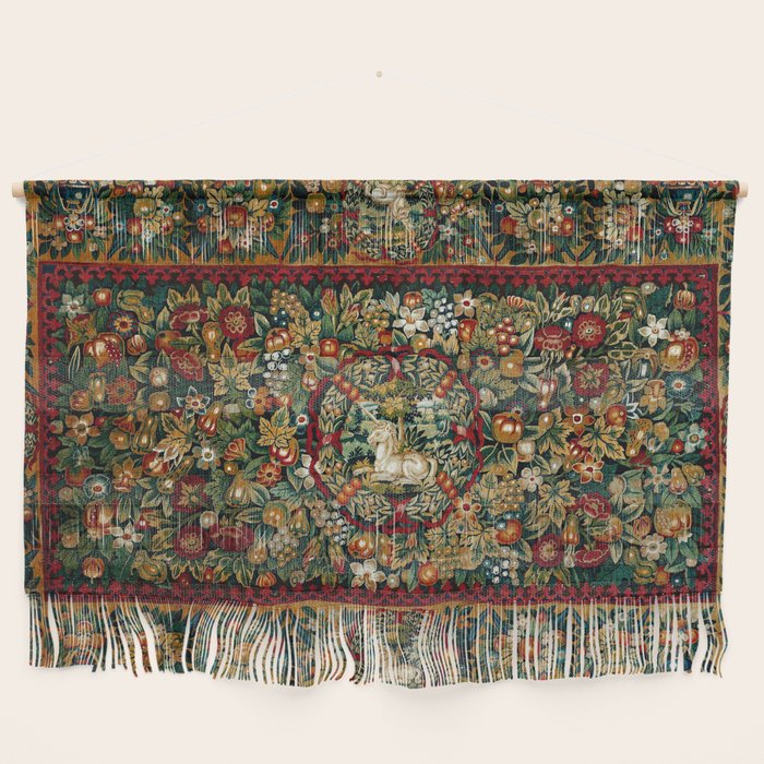 Medieval Unicorn Midnight Floral Garden Wall Hanging Gallery Image 2