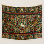 Medieval Unicorn Midnight Floral Garden Wall Tapestry Gallery Image 4