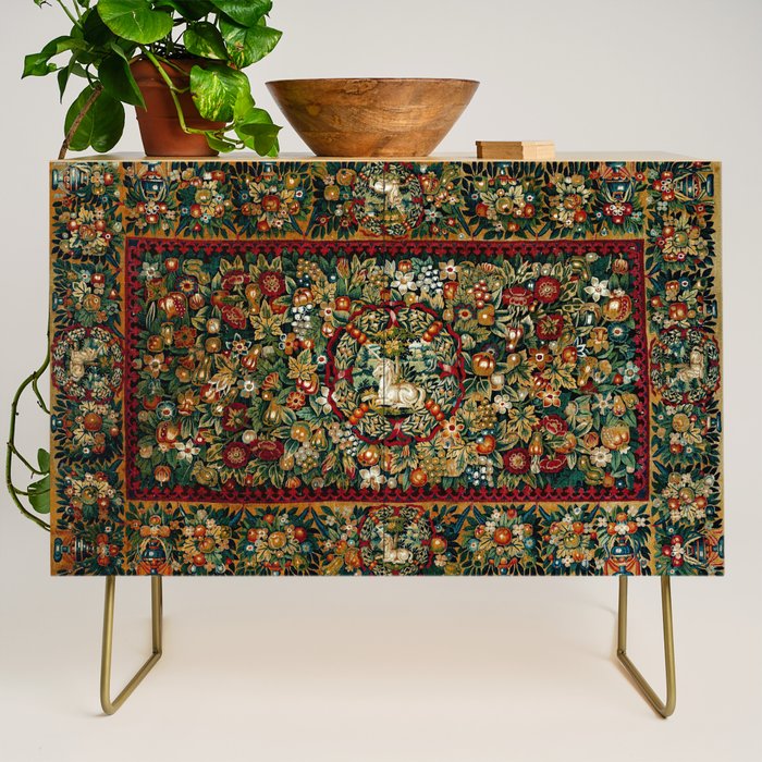 Medieval Unicorn Midnight Floral Garden Credenza Gallery Image 1
