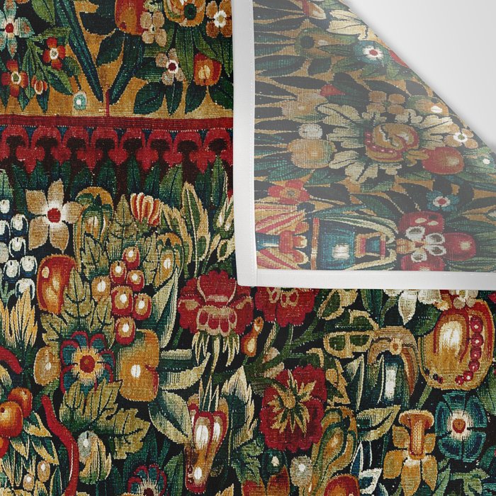 Medieval Unicorn Midnight Floral Garden Wall Tapestry Gallery Image 3