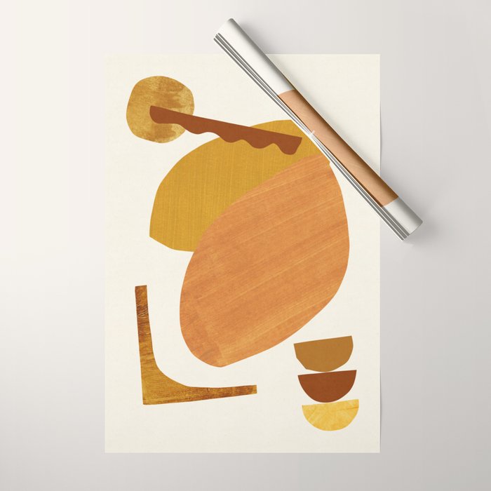 Abstract Collage With Warm Shapes Wrapping Paper Gallery Image 1