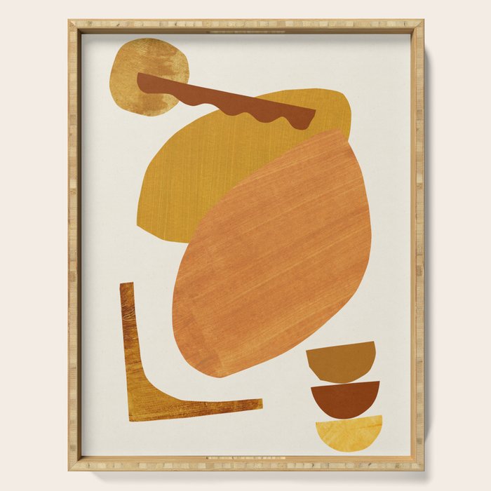 Abstract Collage With Warm Shapes Serving Tray Gallery Image 1