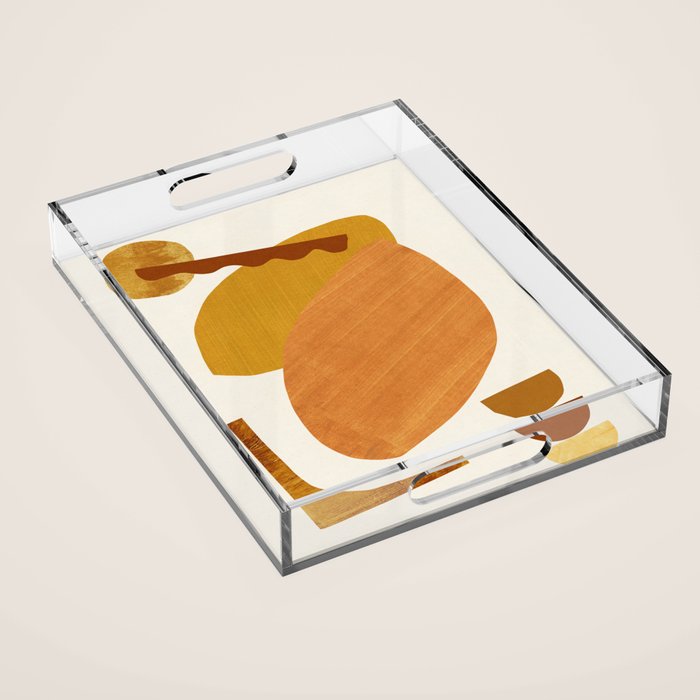Abstract Collage With Warm Shapes Acrylic Tray Gallery Image 1