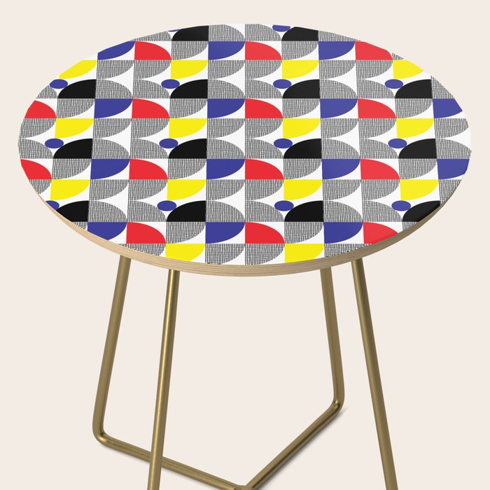 Textured Mid-century Circles 5 - Red, Blue, Yellow On White Side Table Gallery Image 2