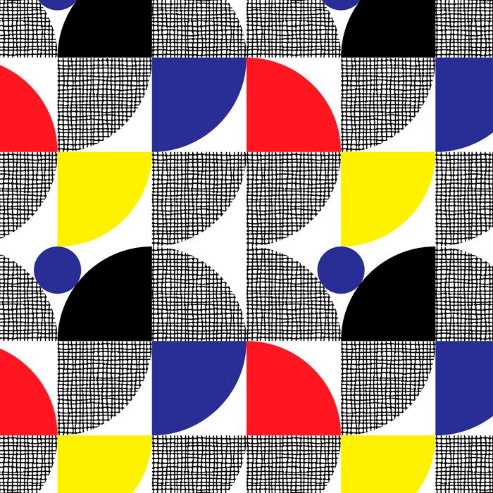 Textured Mid-century Circles 5 - Red, Blue, Yellow On White Coffee Mug Gallery Image 2