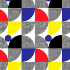 Textured Mid-century Circles 5 - Red, Blue, Yellow On White Coffee Mug Gallery Image 2
