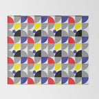 Textured Mid-century Circles 5 - Red, Blue, Yellow On White Throw Blanket Gallery Image 2