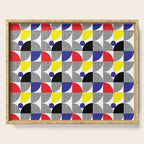 Textured Mid-century Circles 5 - Red, Blue, Yellow On White Serving Tray Gallery Image 1