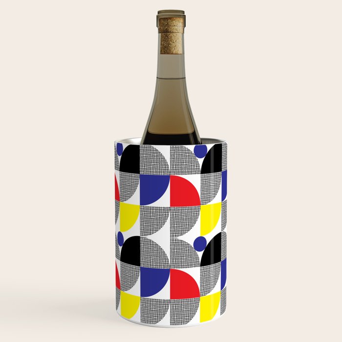 Textured Mid-century Circles 5 - Red, Blue, Yellow On White Wine Chiller Gallery Image 1