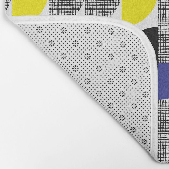 Textured Mid-century Circles 5 - Red, Blue, Yellow On White Bath Mat Gallery Image 2