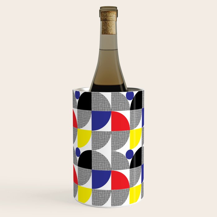 Textured Mid-century Circles 5 - Red, Blue, Yellow On White Wine Chiller Gallery Image 2