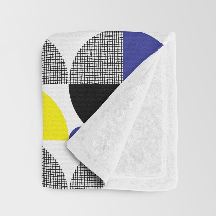 Textured Mid-century Circles 5 - Red, Blue, Yellow On White Throw Blanket Gallery Image 3