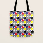 Textured Mid-century Circles 5 - Red, Blue, Yellow On White Tote Bag Gallery Image 1