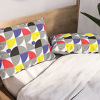 Textured Mid-century Circles 5 - Red, Blue, Yellow On White Pillow Sham Gallery Image 2