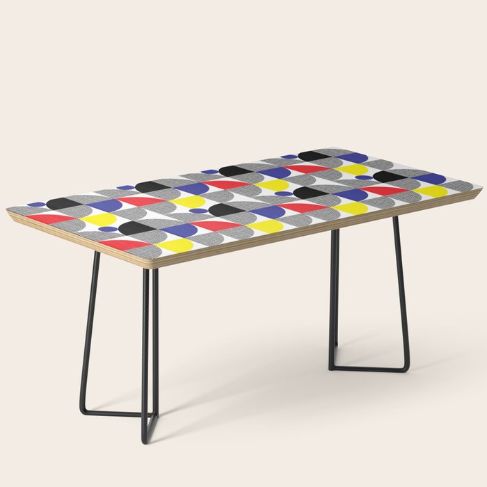Textured Mid-century Circles 5 - Red, Blue, Yellow On White Coffee Table Gallery Image 1