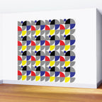 Textured Mid-century Circles 5 - Red, Blue, Yellow On White Wall Mural Gallery Image 2