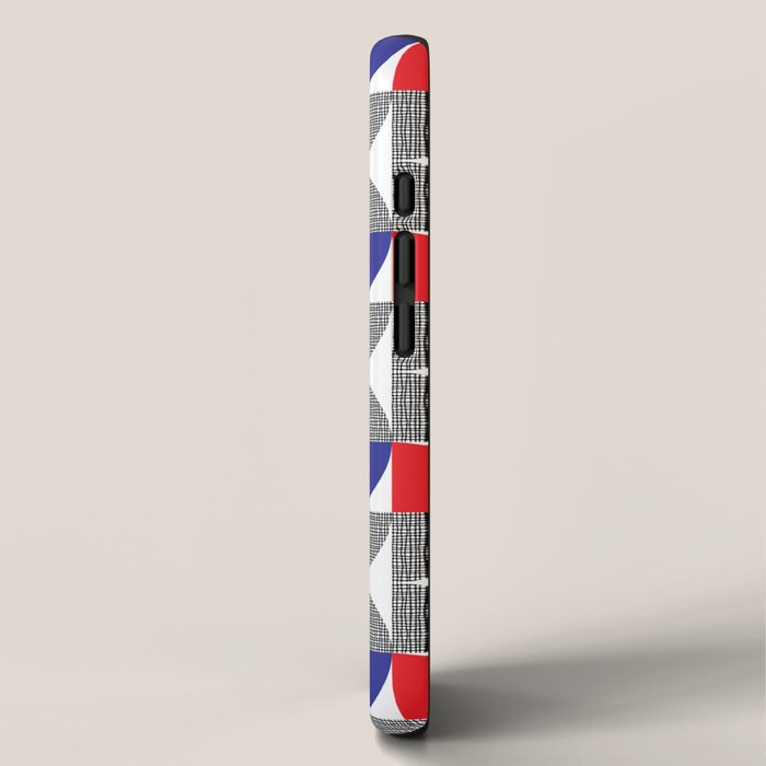 Textured Mid-century Circles 5 - Red, Blue, Yellow On White iPhone Case Gallery Image 2